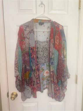 Young Threads XL Boho Floral Patchwork Kimono Cardigan